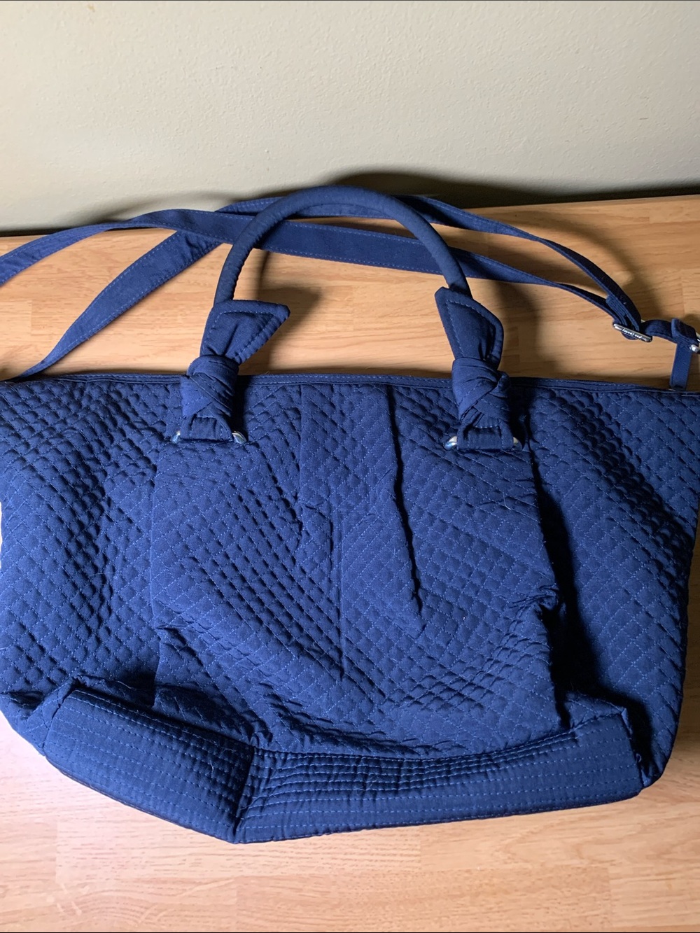 Vera Bradley Quilted Dark Navy Blue Shoulder Tote with Crossbody Strap